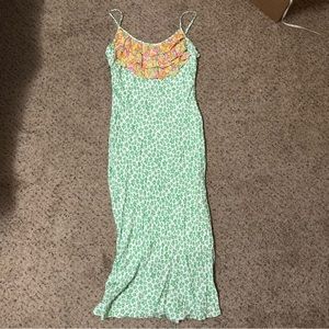 Rixo for Target collab floral leopard print spaghetti strap slip maxi dress neon